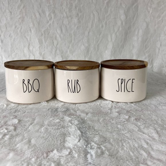 Rae Dunn Stacking BBQ Canisters SPICE BBQ RUB Trio cellars - Picture 2 of 8